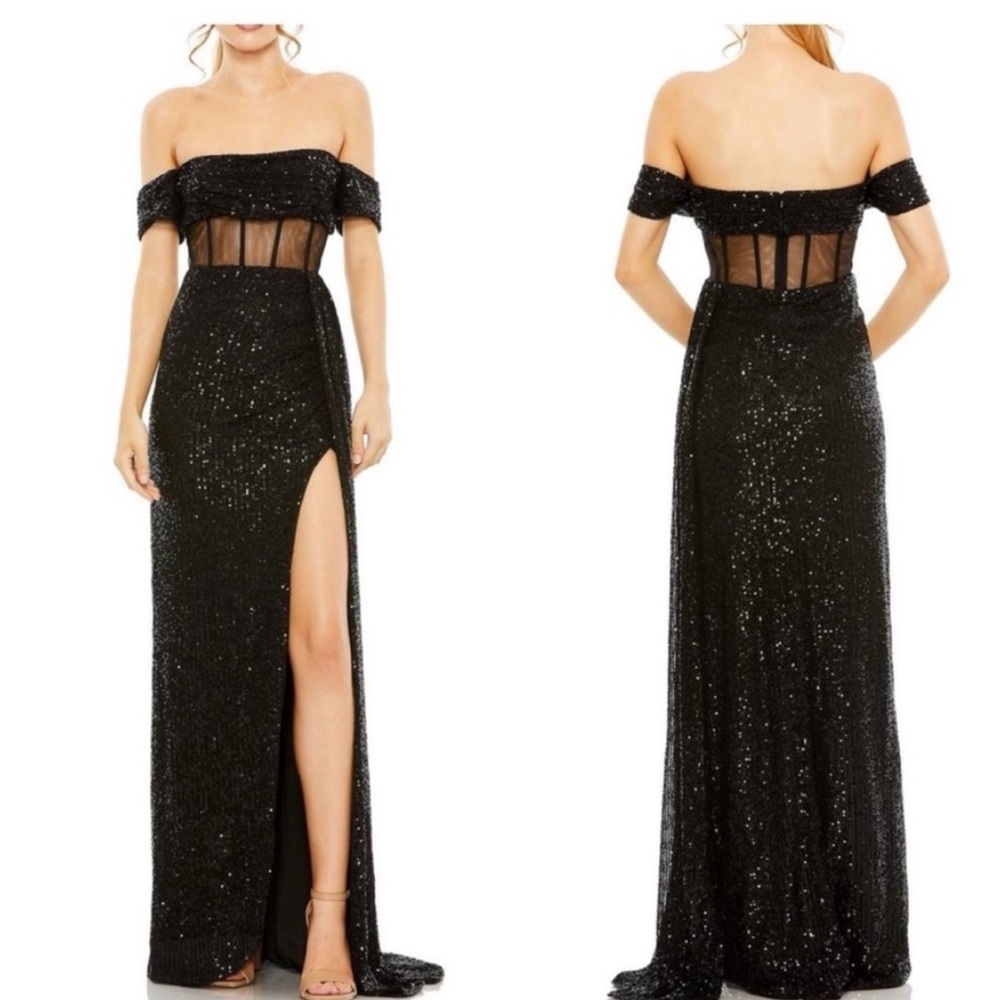 Black Sequin Off-Shoulder Gown